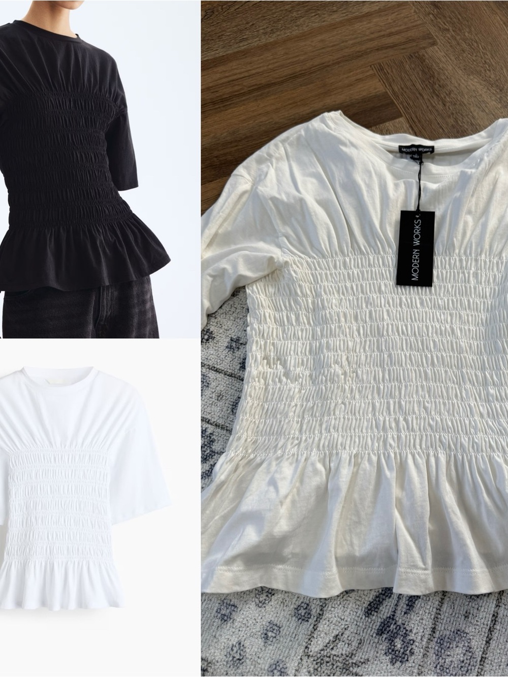 Modern Works Ruched Peplum Cotton Tshirt NWT